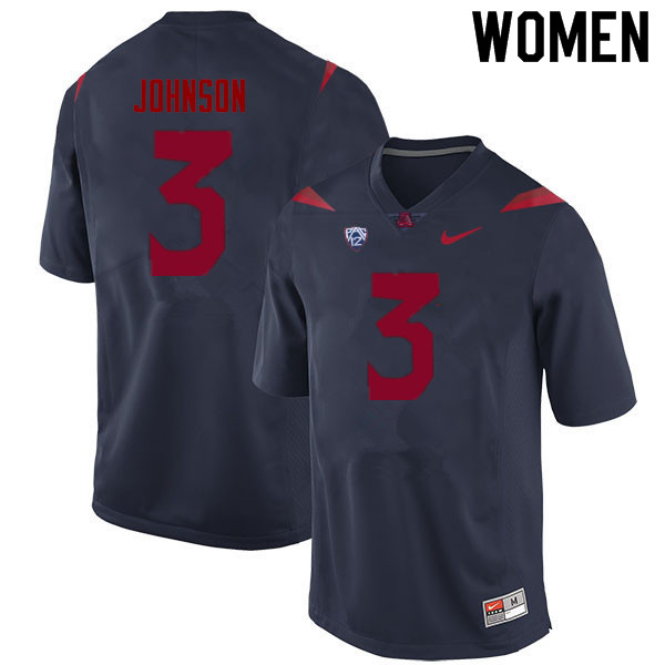 Women #3 Jalen Johnson Arizona Wildcats College Football Jerseys Sale-Navy